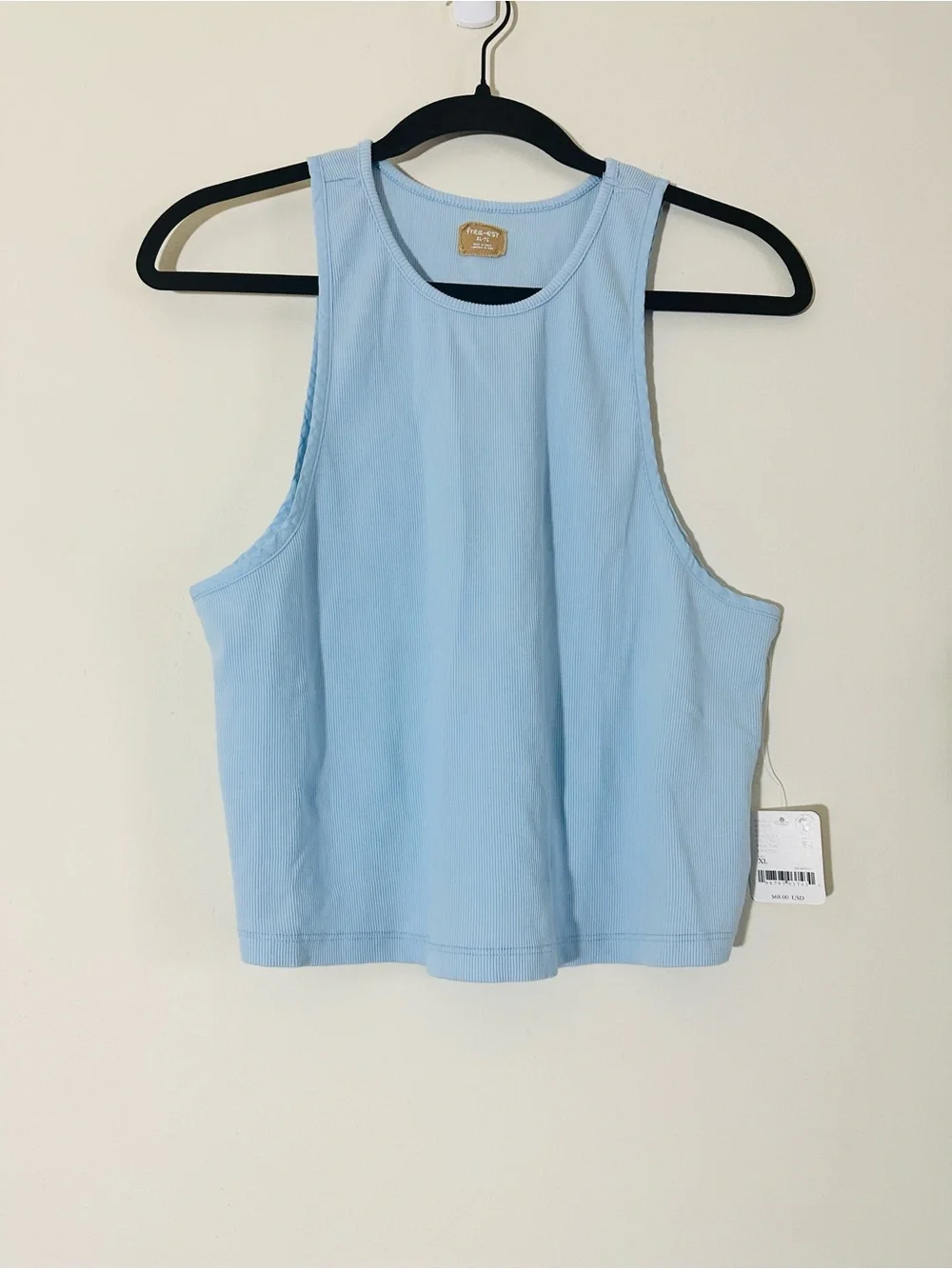Free People Ribbed Cropped tank top in Blue Snowflake NWT XL